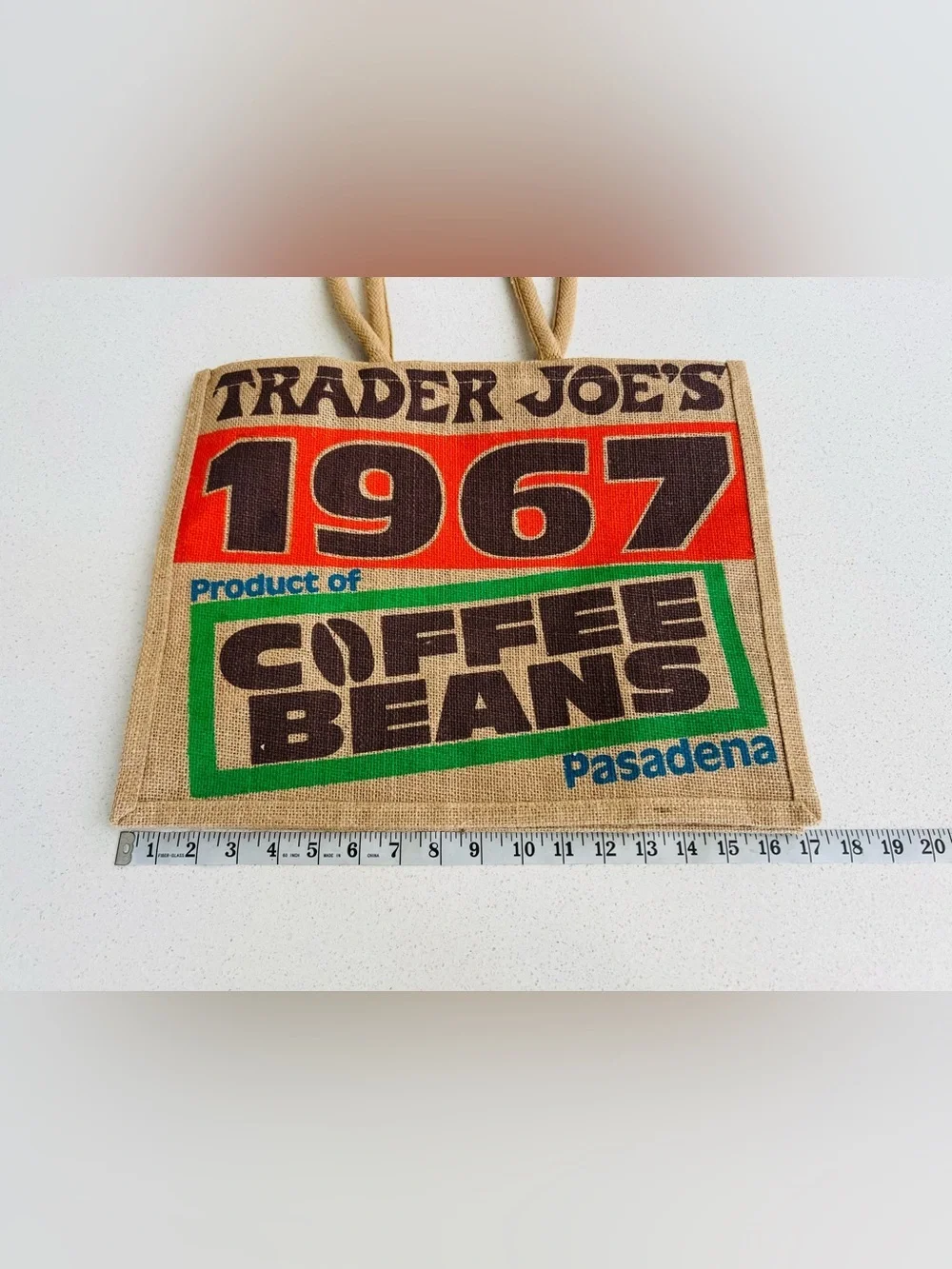 1967 Natural Jute Tote Bag - Rustic Brown